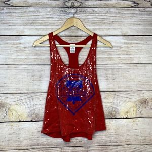 Victoria's Secret PINK Philadelphia Phillies Red Sequin Tank Sz M Red Baseball